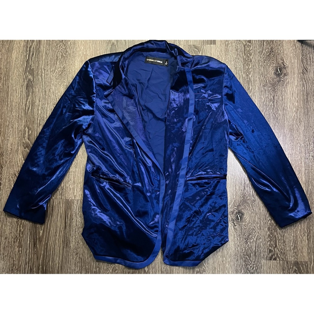 Gabrielle Union‎ Blue Satin Blazer Jacket Size 2